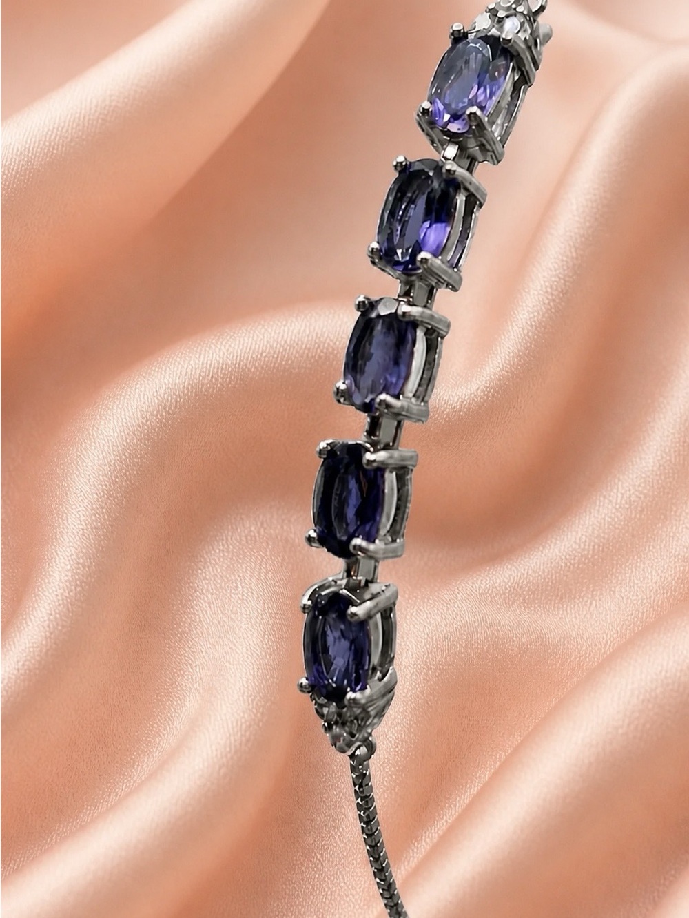 Genuine Iolite Adjustable S925 Bolo Bracelet.